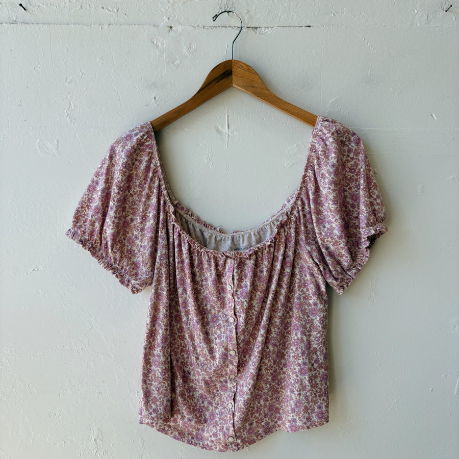 SIZE L | Purple Floral Top