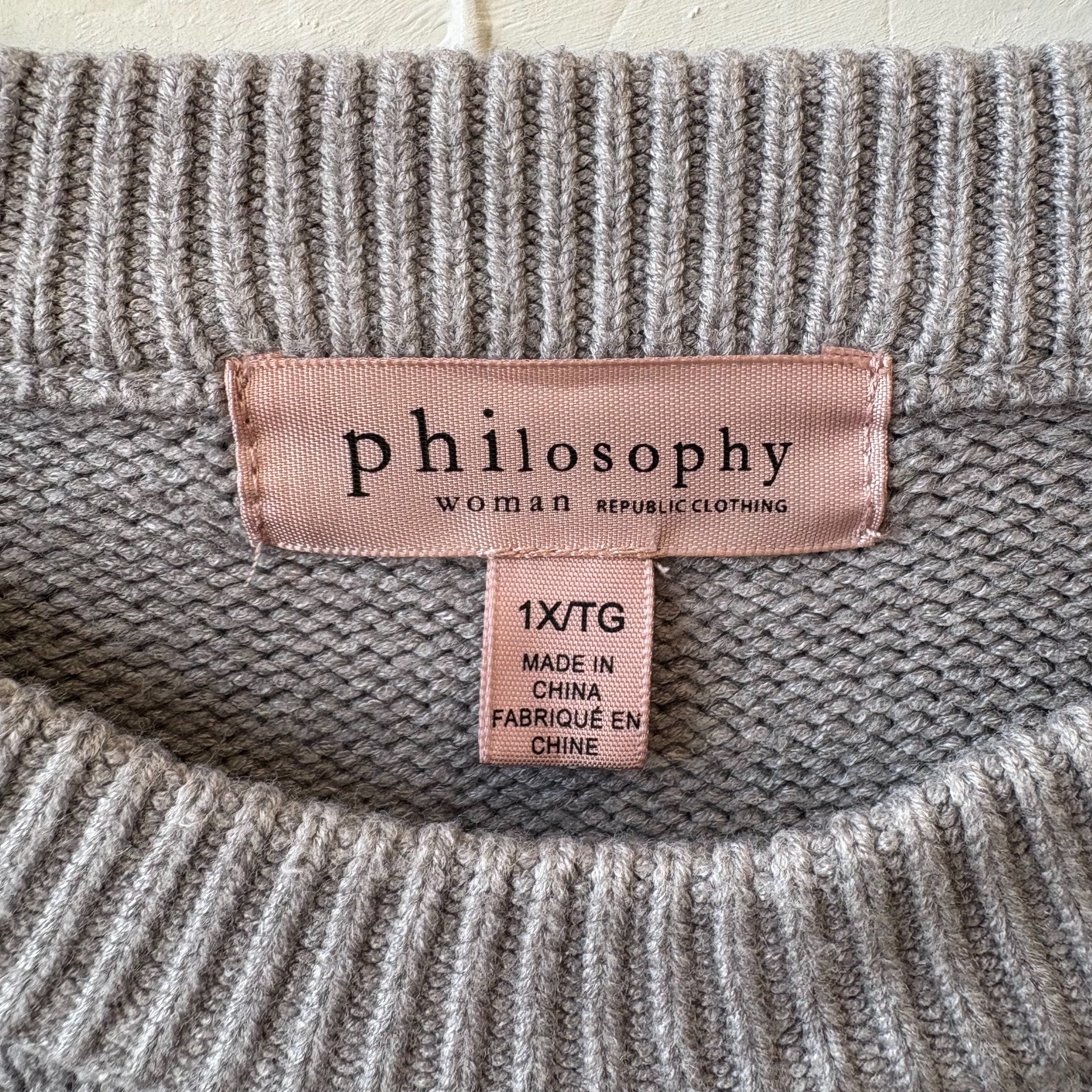 SIZE 1X | Gray Striped Sweater