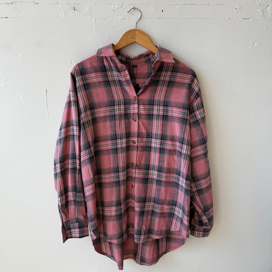 SIZE M | Long Pink Flannel
