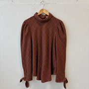 SIZE L | Red Pouf Sleeve Top