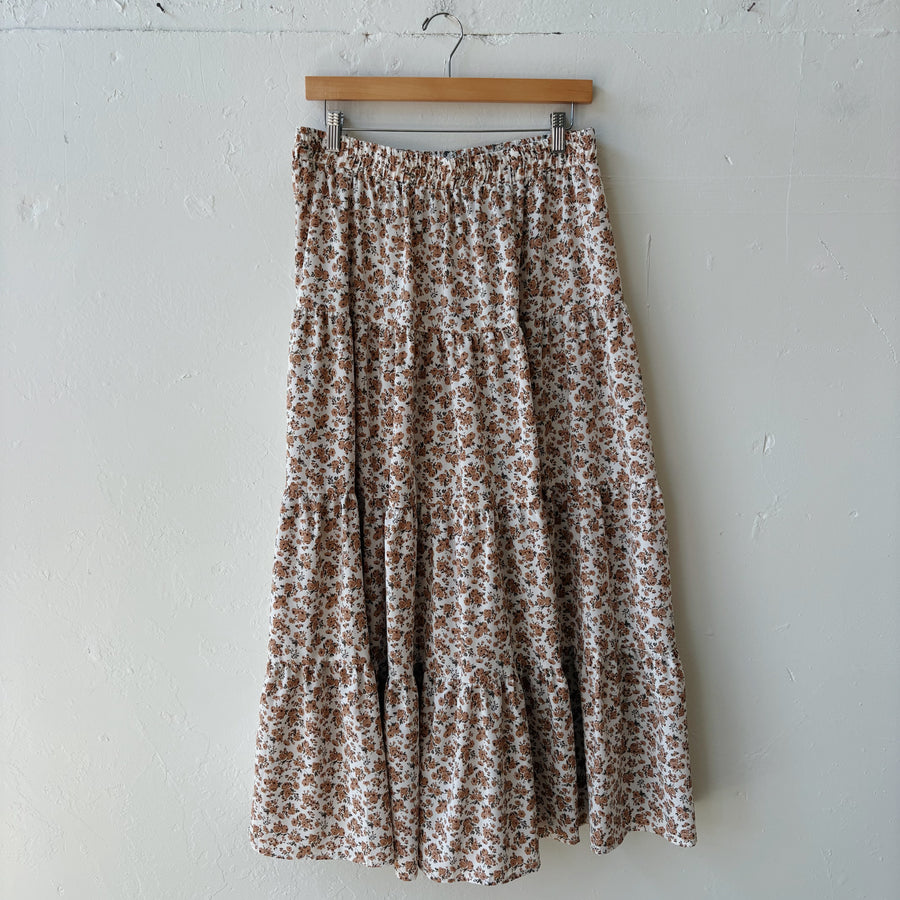 SIZE XL | Brown Floral Skirt