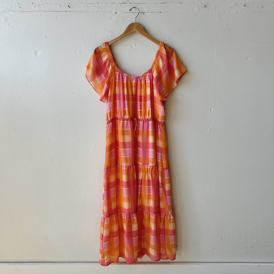 SIZE L | Pink Plaid Dress