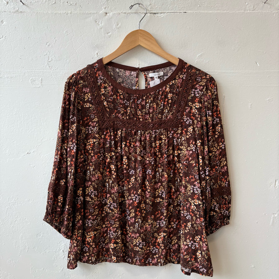 SIZE L | Brown Floral Top