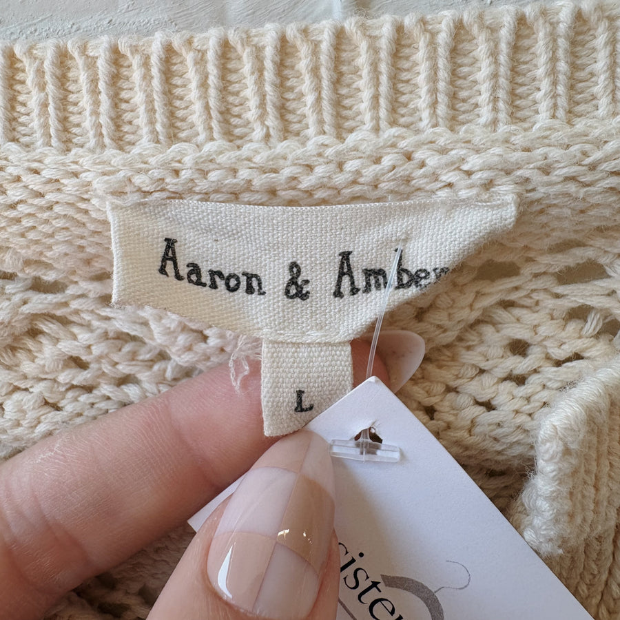 SIZE L | Neutral Eyelet Cardigan