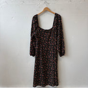 SIZE XL | Black Floral Dress