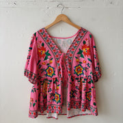 SIZE XL | Pink Tie Top