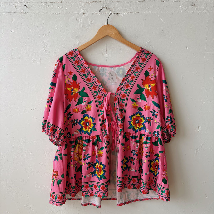 SIZE XL | Pink Tie Top