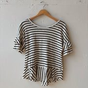 SIZE S | Black and White Striped Top