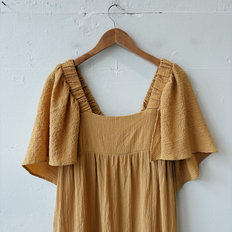SIZE L | V Neck Yellow Dress