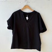 SIZE XL | Black Short Sleeve Top