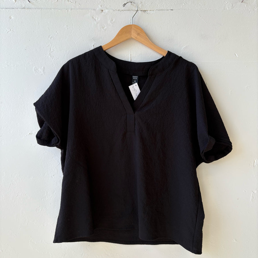 SIZE XL | Black Short Sleeve Top