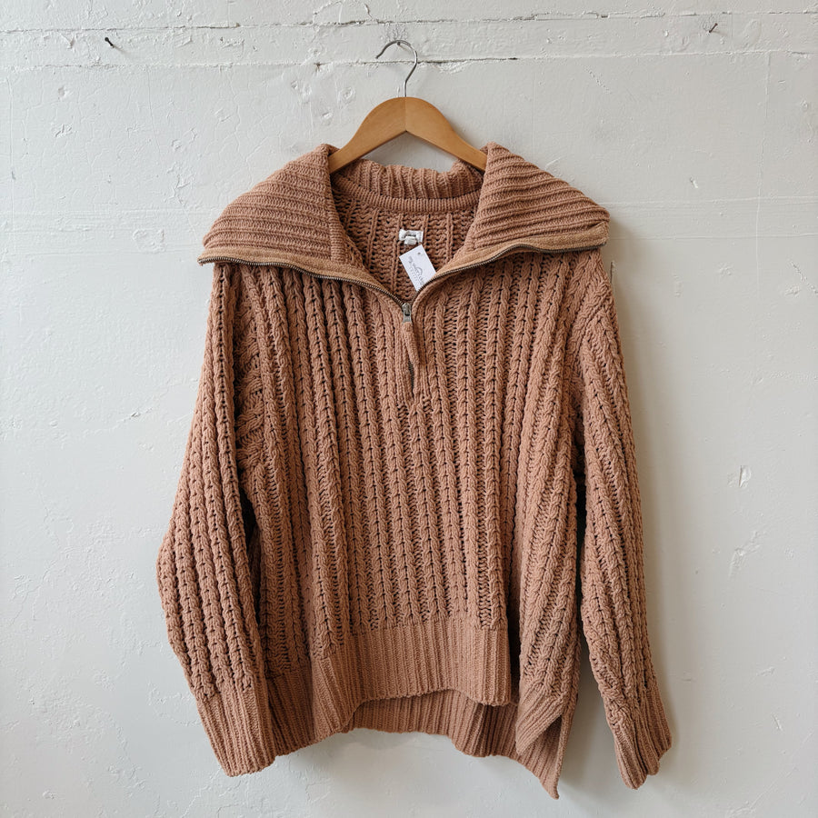 SIZE L | Aerie Brown Quarter Zip