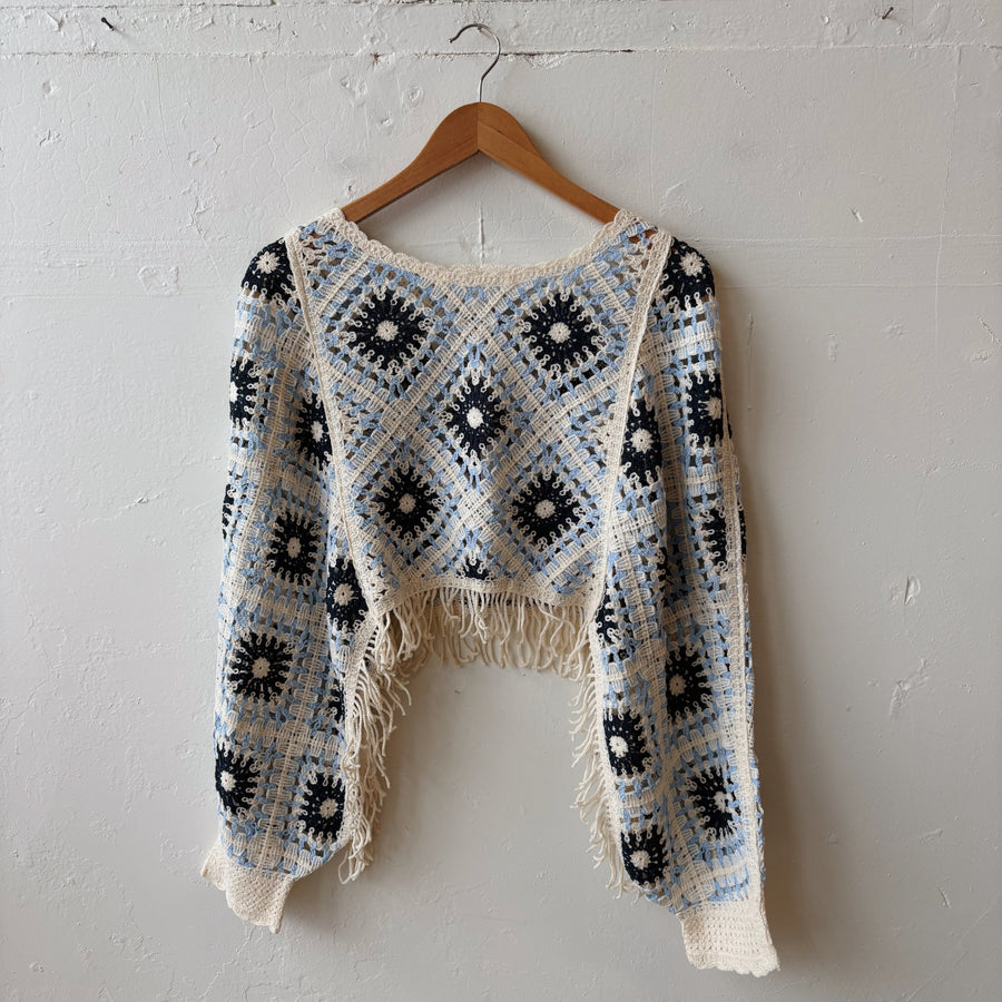 ONE SIZE | Blue Open Stitch Top