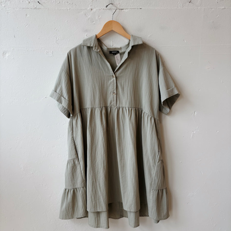 SIZE L | Green Tiered Dress