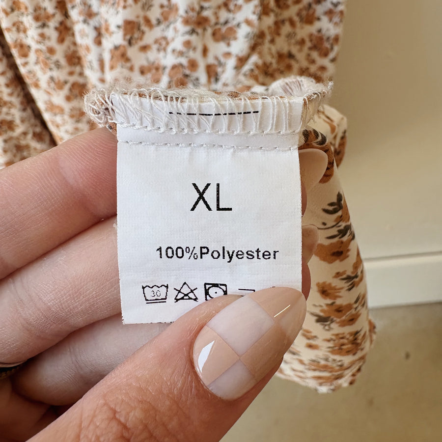 SIZE XL | Brown Floral Skirt