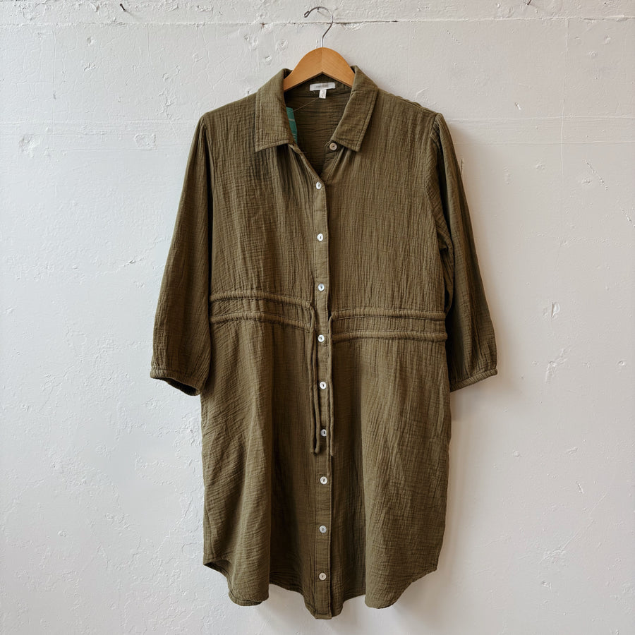 SIZE L | Green Button Up Dress