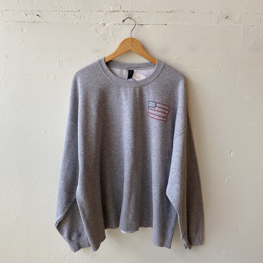 Size XL | Embroidered Flag Crewneck