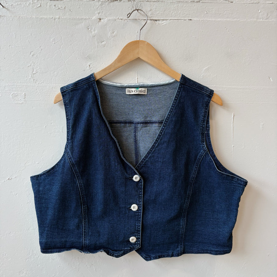 SIZE XXL | Cropped Denim Vest