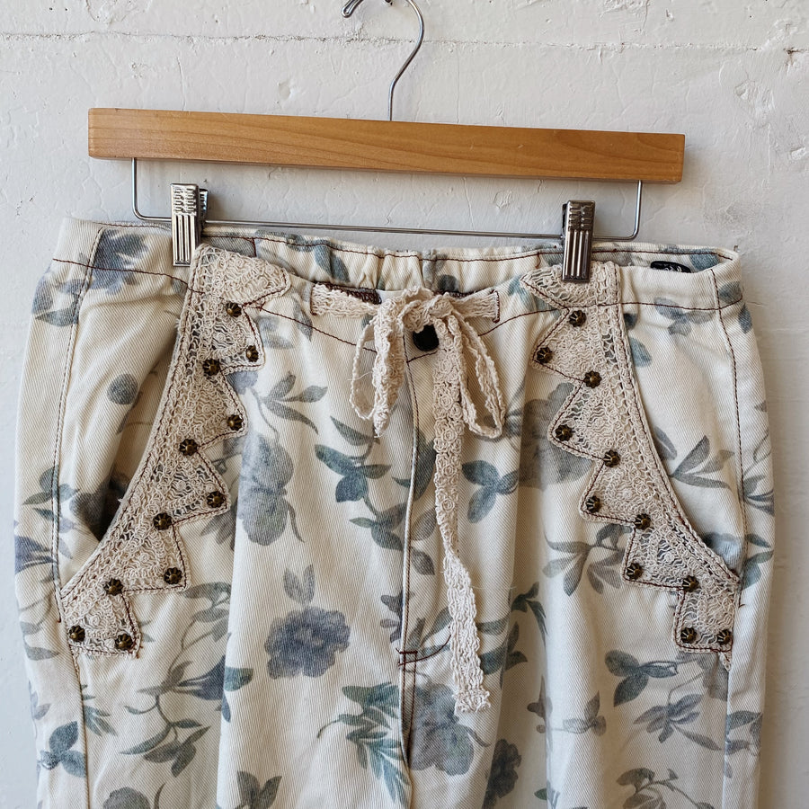 SIZE L | Floral Wide Leg Jeans
