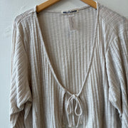 SIZE 3X | Cream Tie Cardigan