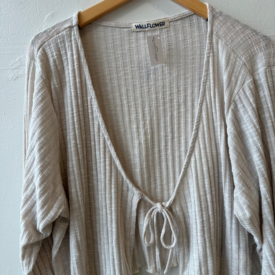 SIZE 3X | Cream Tie Cardigan