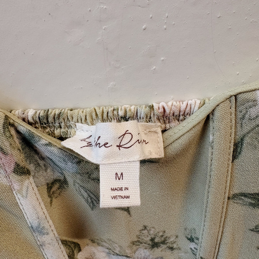 SIZE M | Green Floral Dress