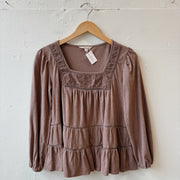 SIZE XS | Brown Tiered Top