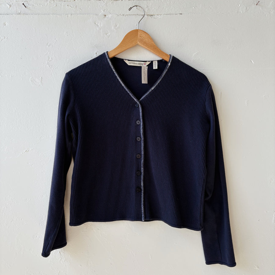 SIZE XS | Blue Ribbed Button Up