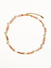 Rose Pearl and Bead Necklace