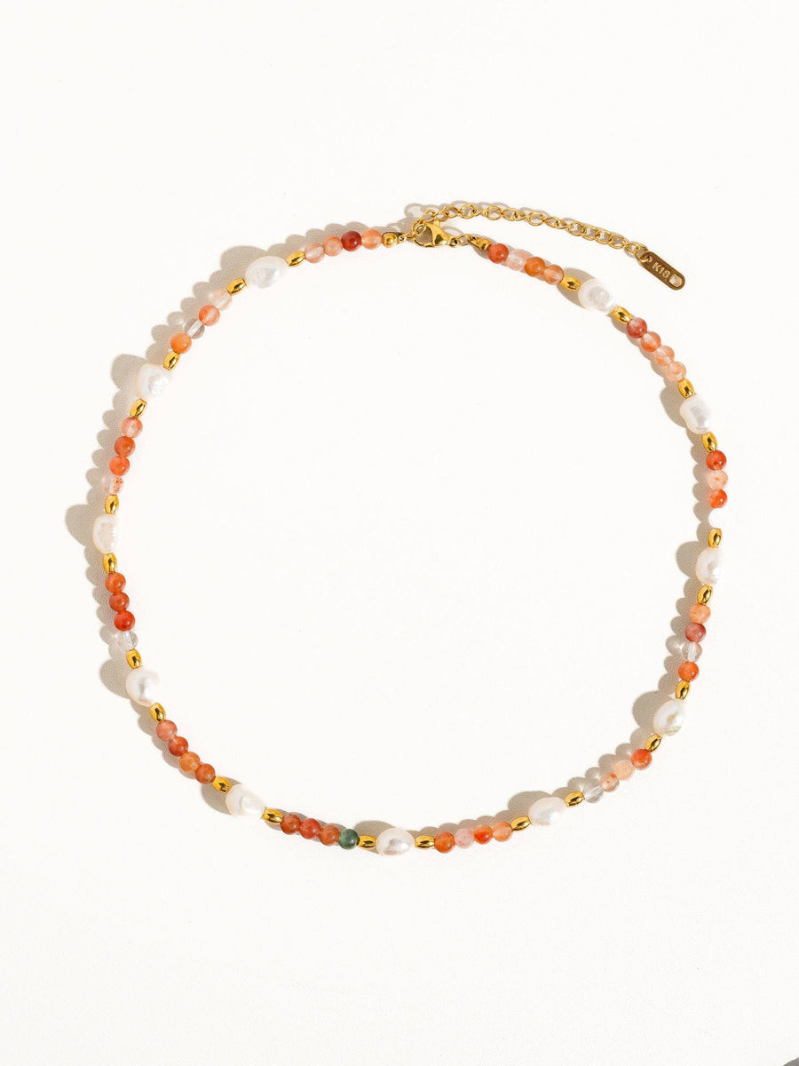 Rose Pearl and Bead Necklace