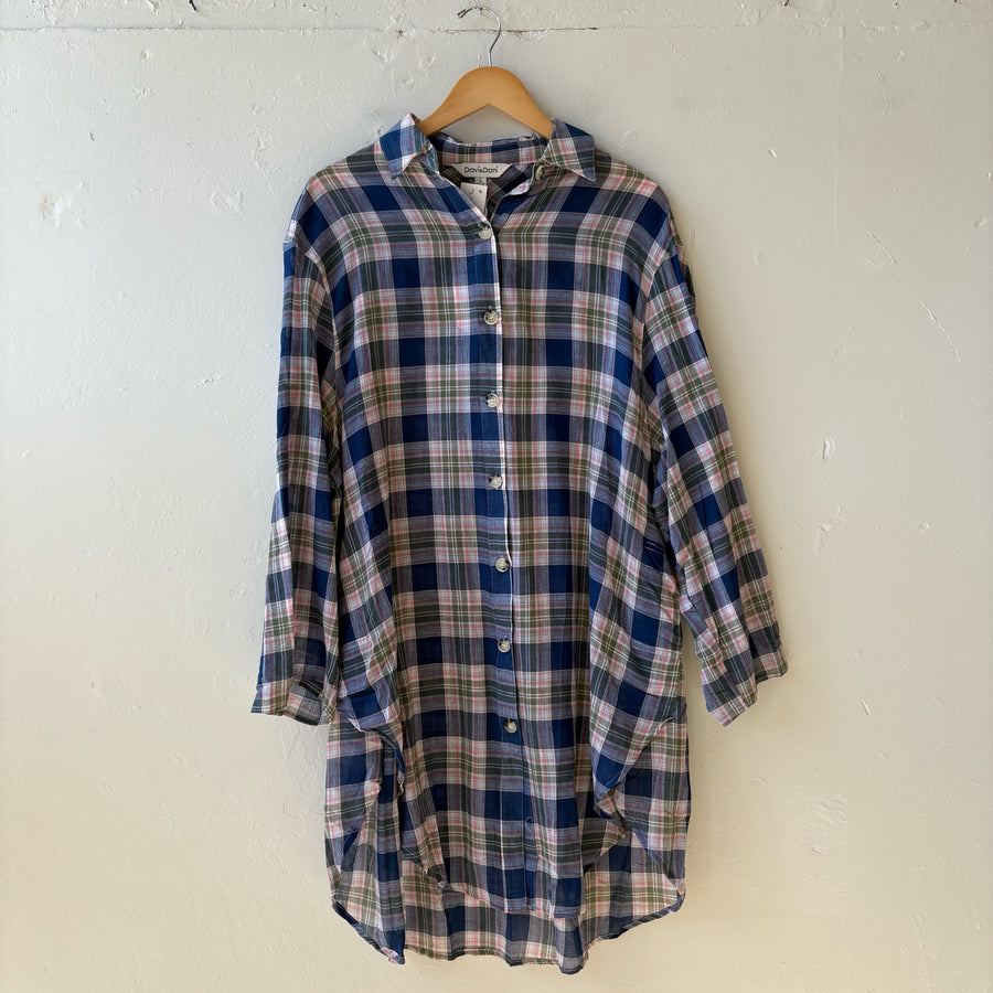 SIZE M | Plaid Button Up Dress