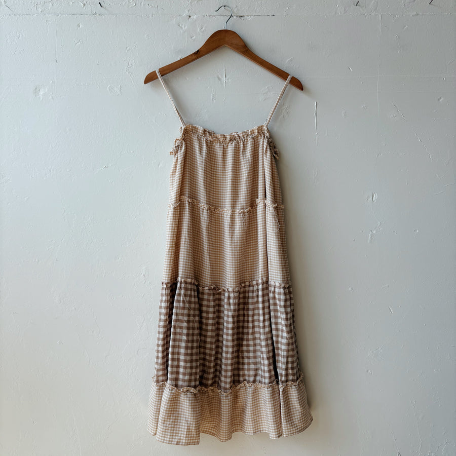 SIZE M | Neutral Gingham Dress