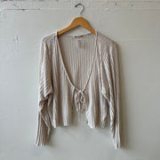 SIZE 3X | Cream Tie Cardigan