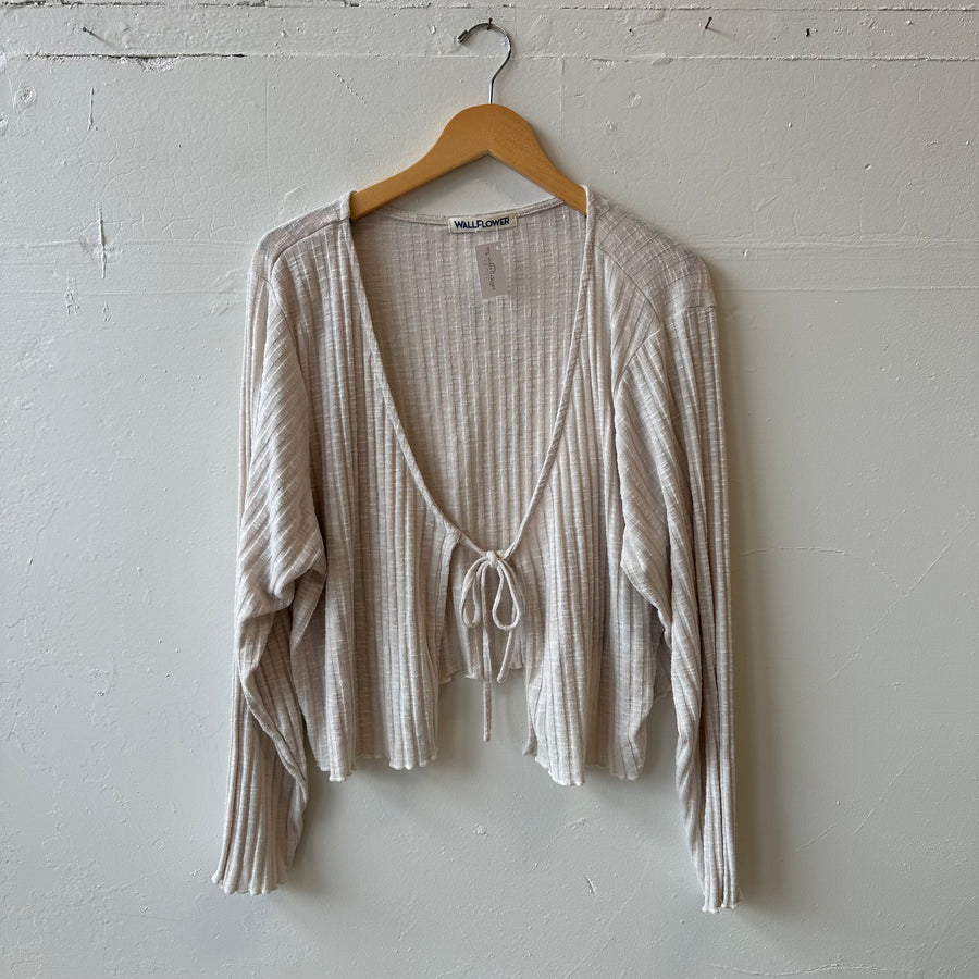 SIZE 3X | Cream Tie Cardigan