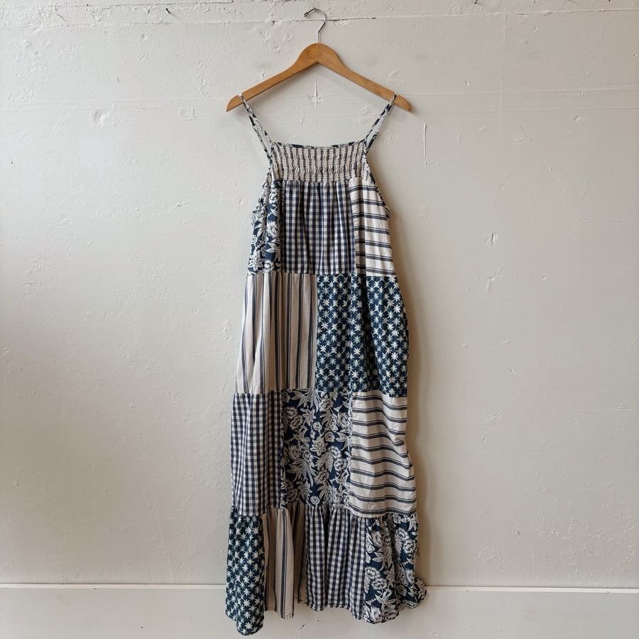 SIZE L | Blue Patchwork Dress