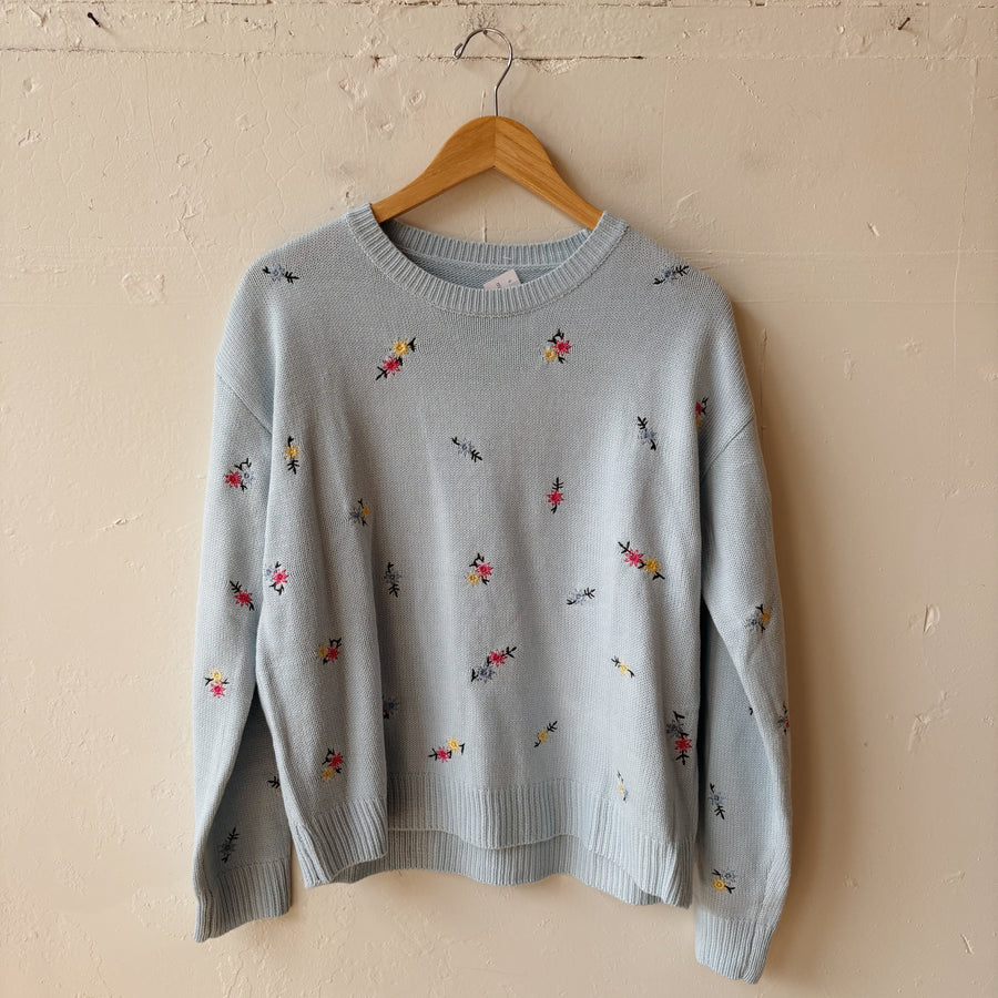 SIZE XL | Embroidered Blue Sweater