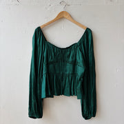 SIZE XL | Arula Green Satin Top