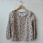 SIZE XS | Brown Floral Top