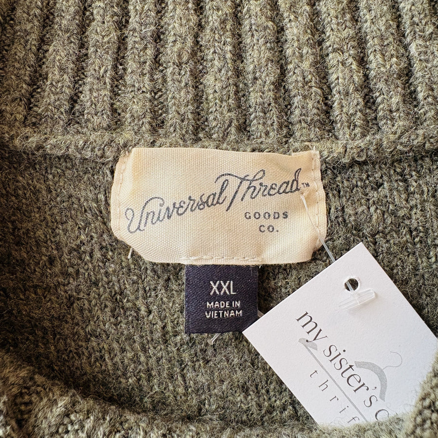 SIZE XXL | Green Mock Neck Sweater