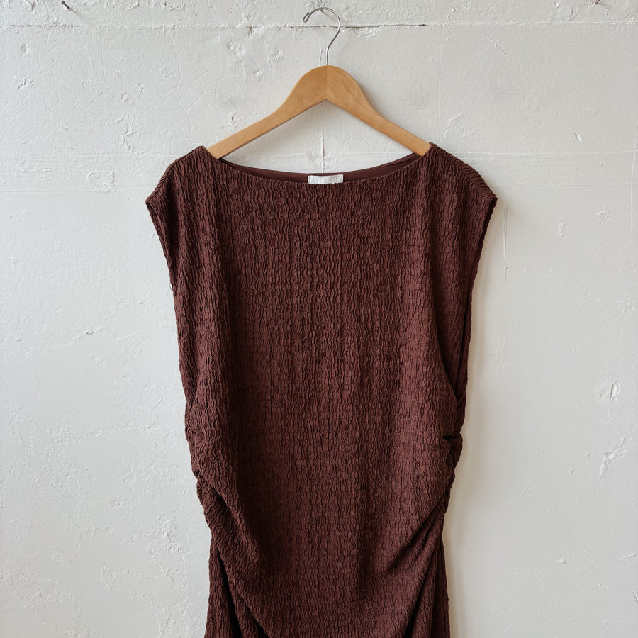 SIZE XXL | Brown Textured Dress