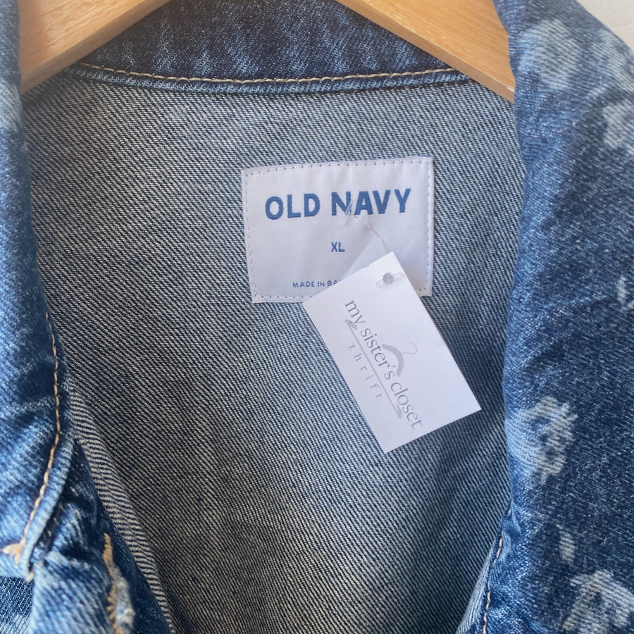 Size XL | Floral Denim Jacket