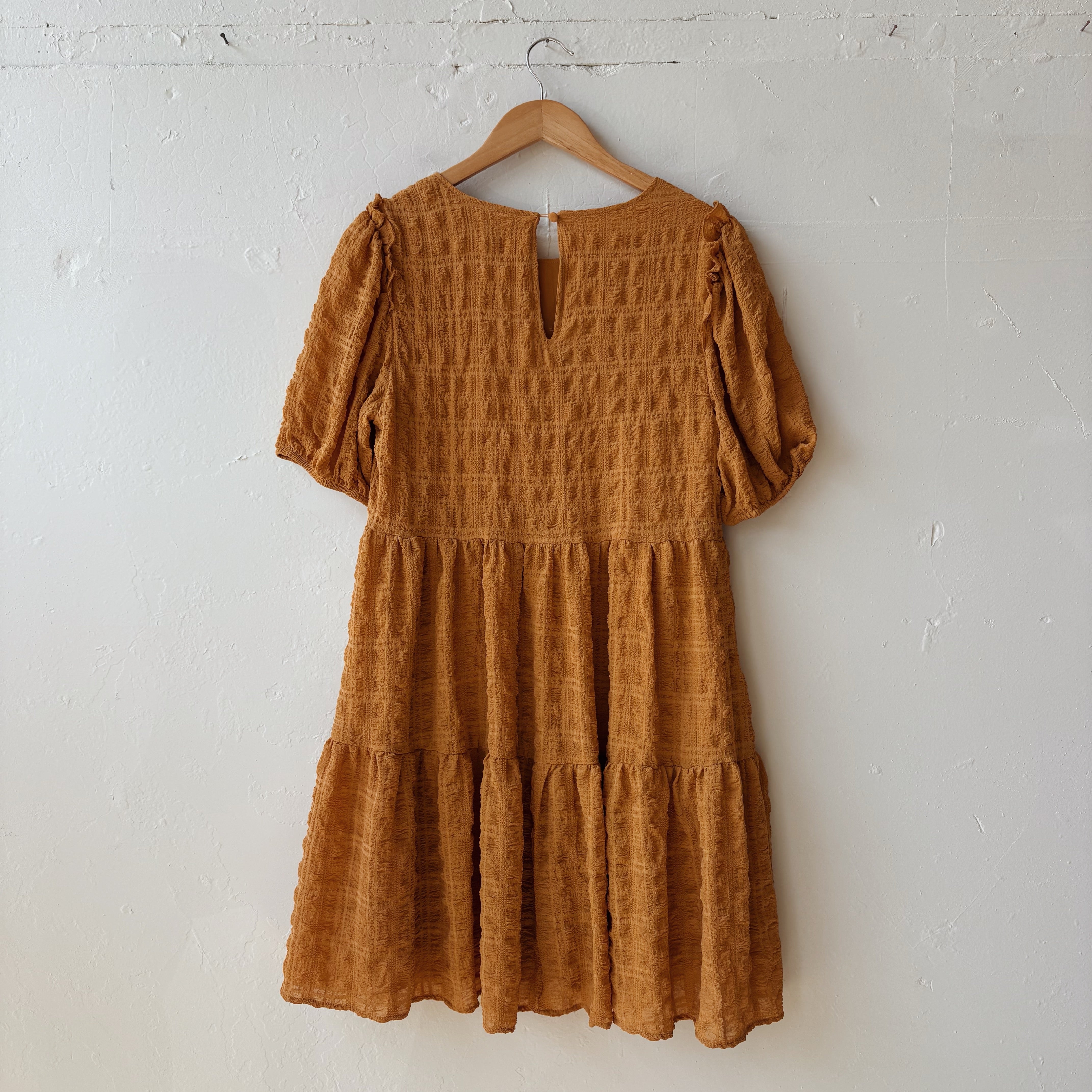 SIZE L | Yellow Textured Dress