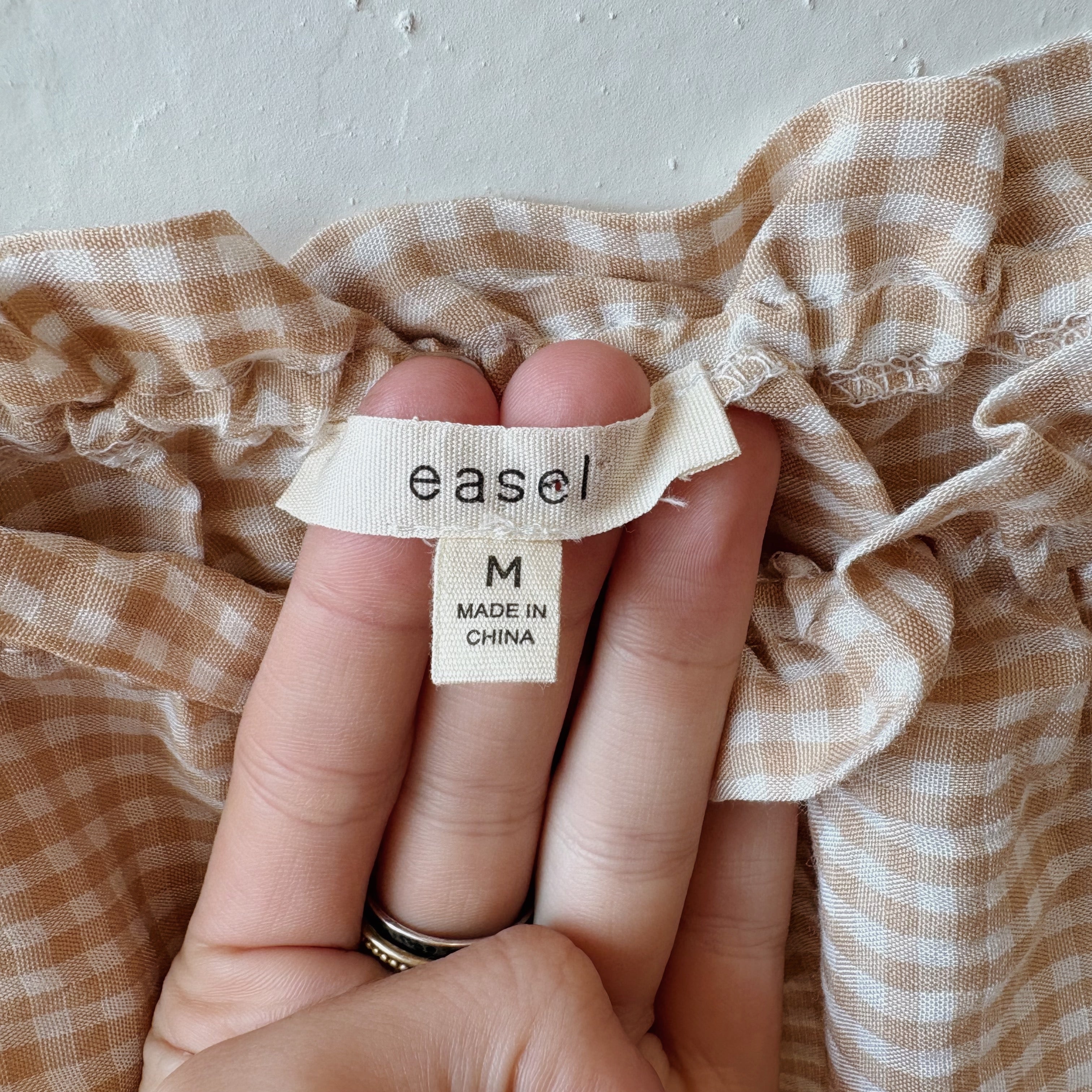 SIZE M | Neutral Gingham Dress