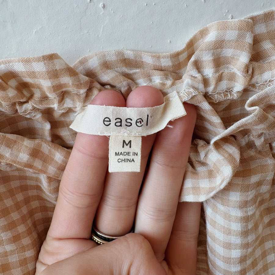 SIZE M | Neutral Gingham Dress