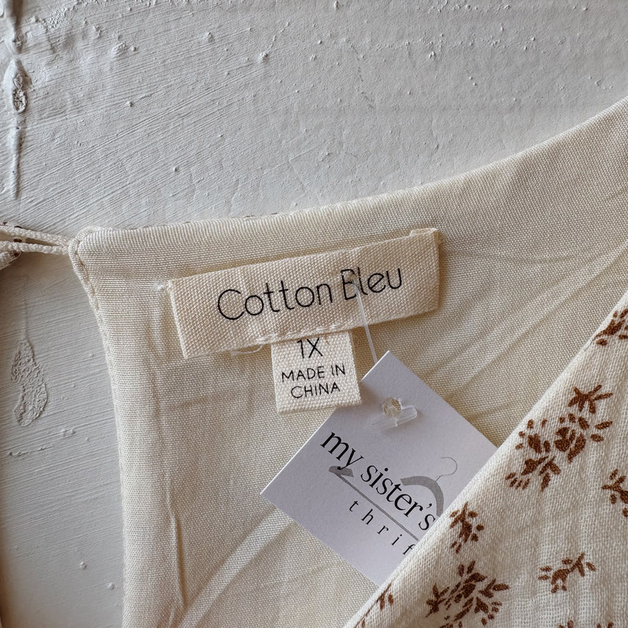 SIZE 1X | Neutral Floral Dress