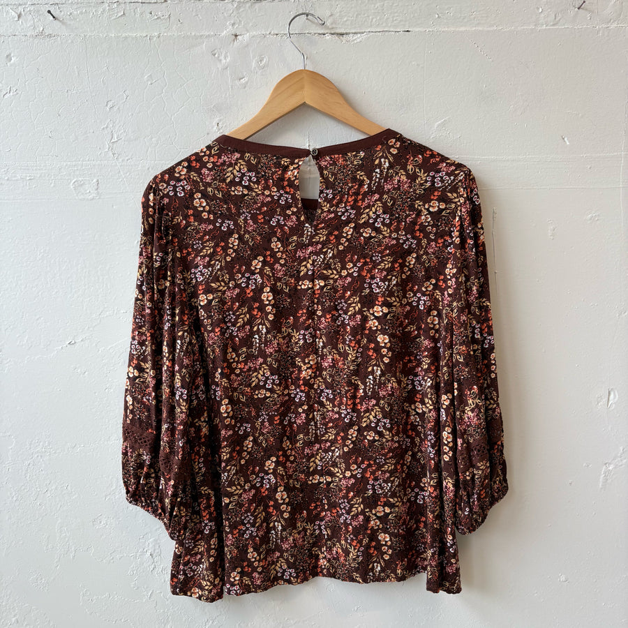 SIZE L | Brown Floral Top
