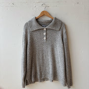 SIZE 3X | Grey Quarter Button Up Sweater
