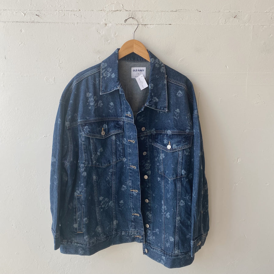 Size XL | Floral Denim Jacket