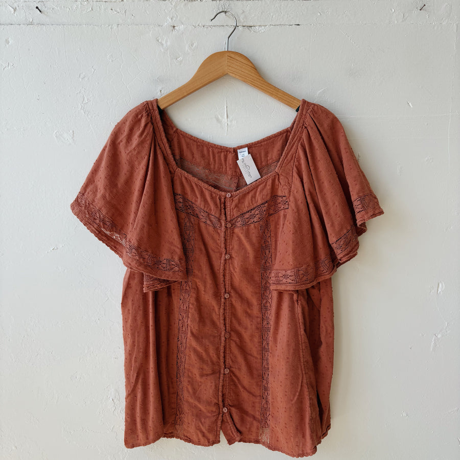 SIZE XXL | Orange Detailed Top