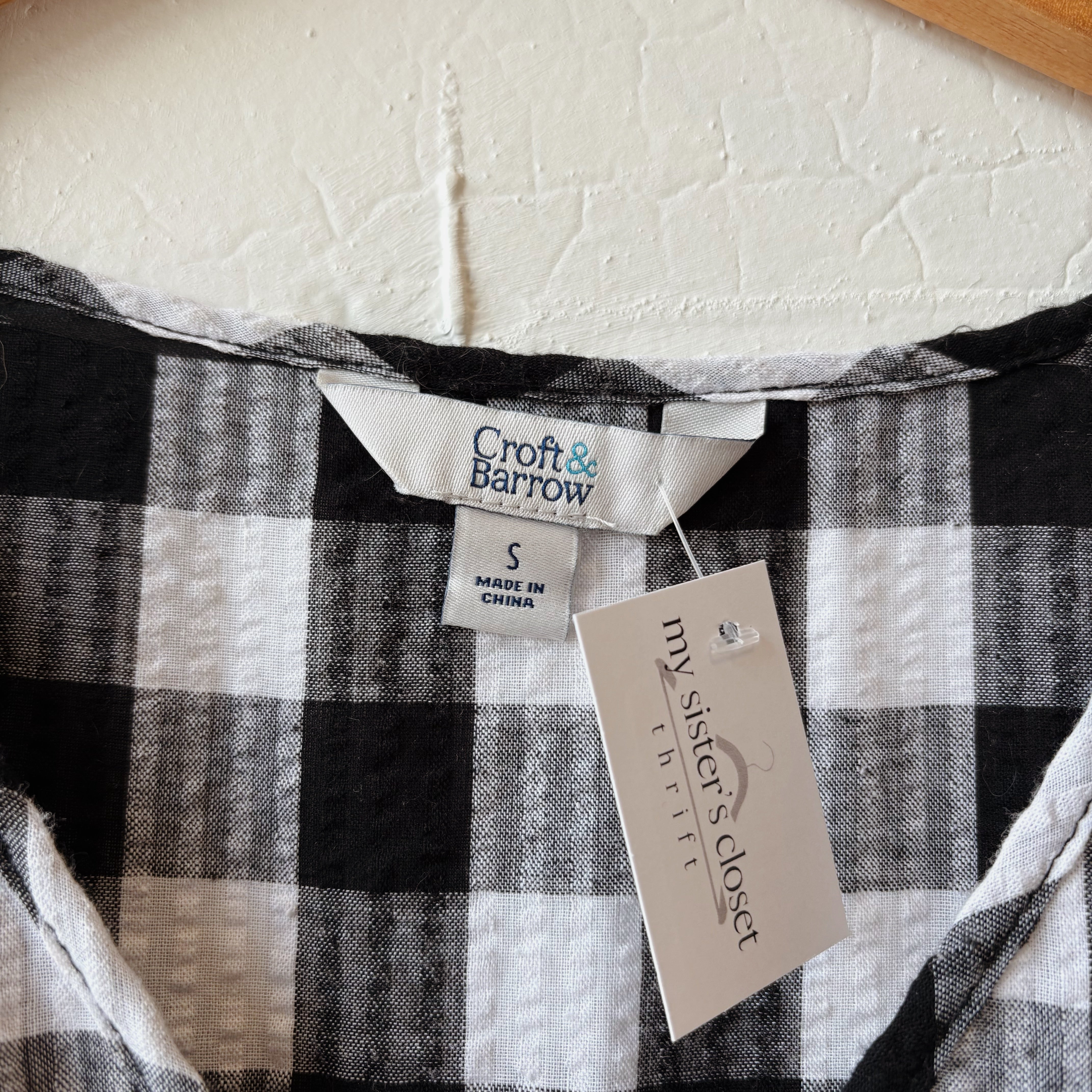 SIZE S | Gingham Black and White Dress